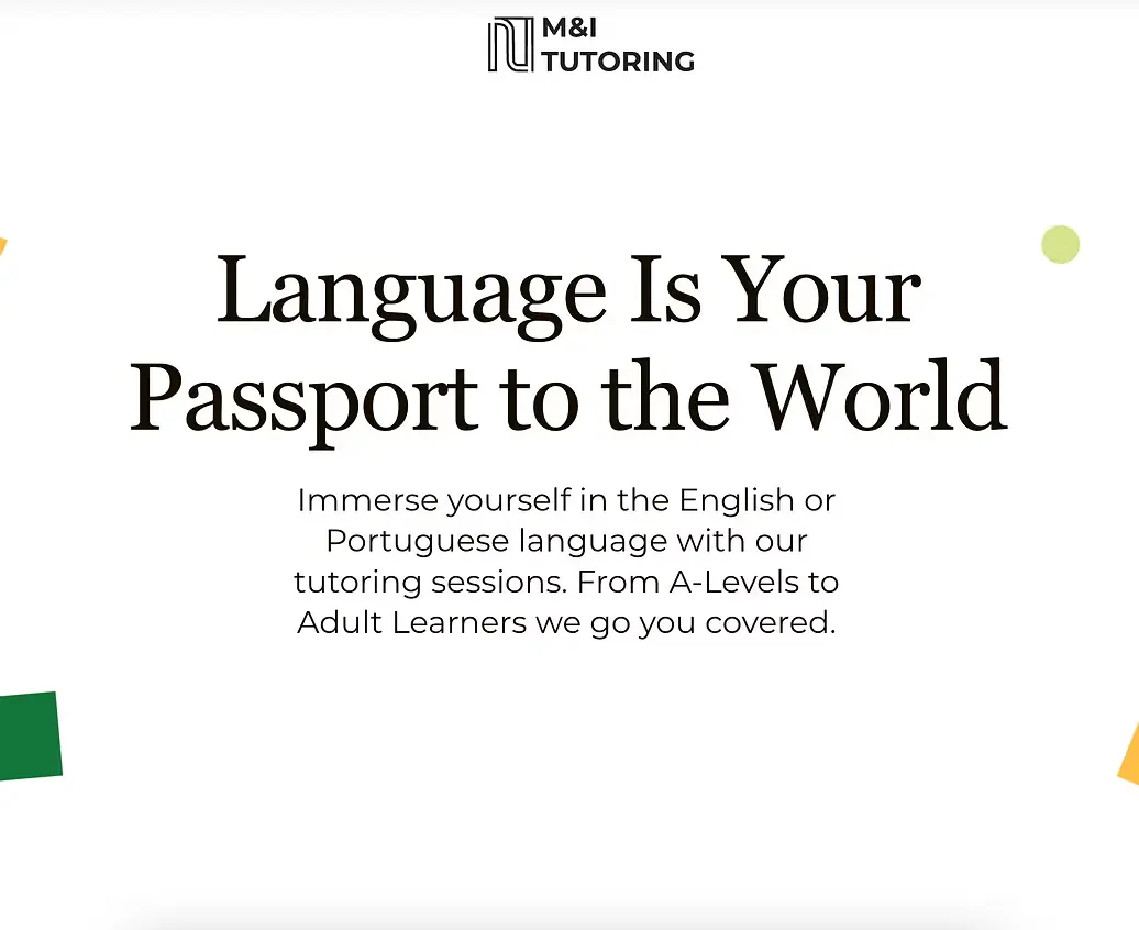 M&I Portuguese Tutoring website — full screenshot