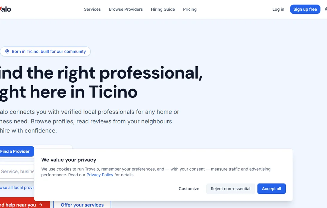 Trovalo.ch — Swiss local professional directory